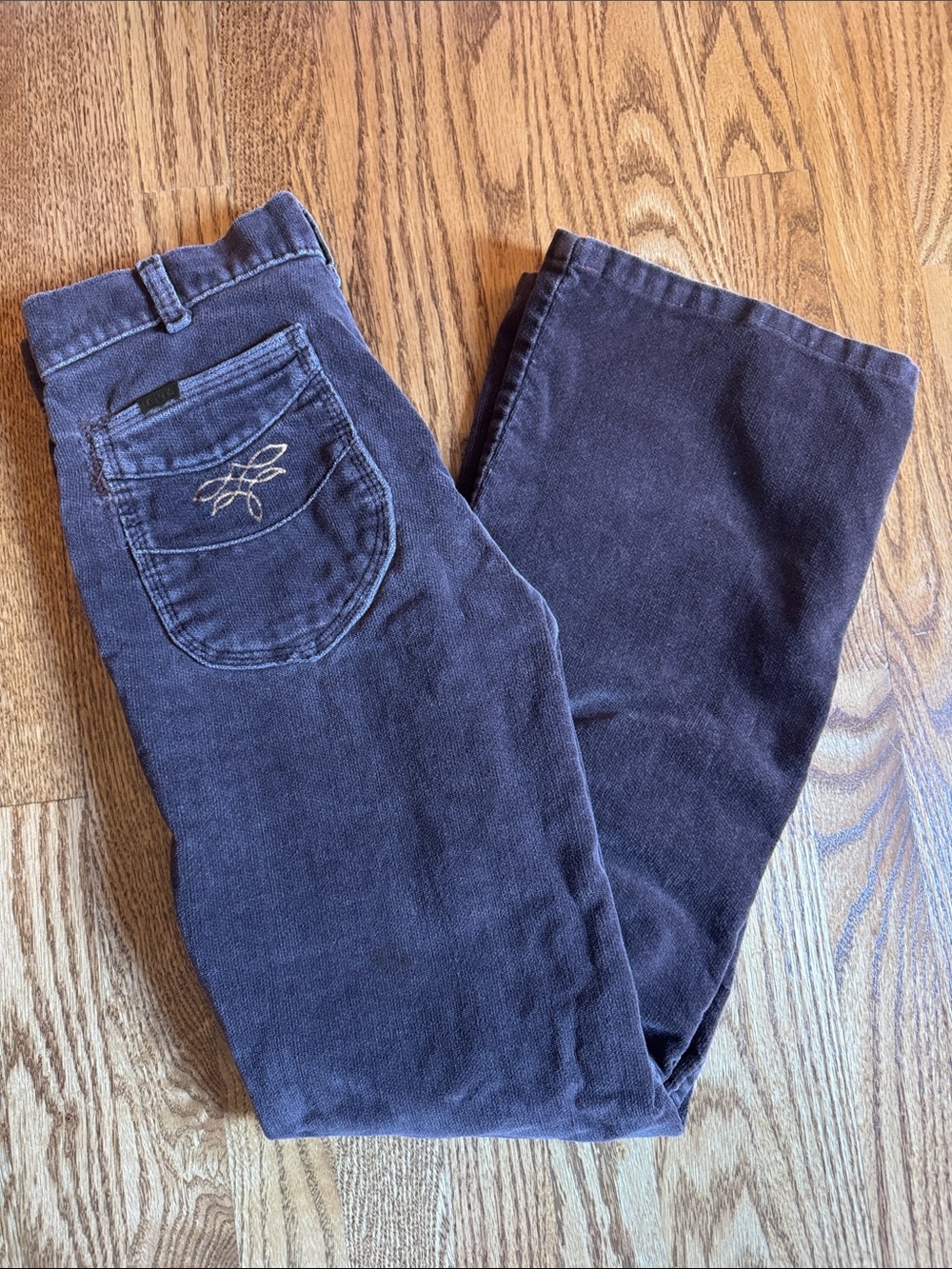 Vintage Levi's Brown Corduroy Jeans with Gold/Yellow Embroidered Pocket